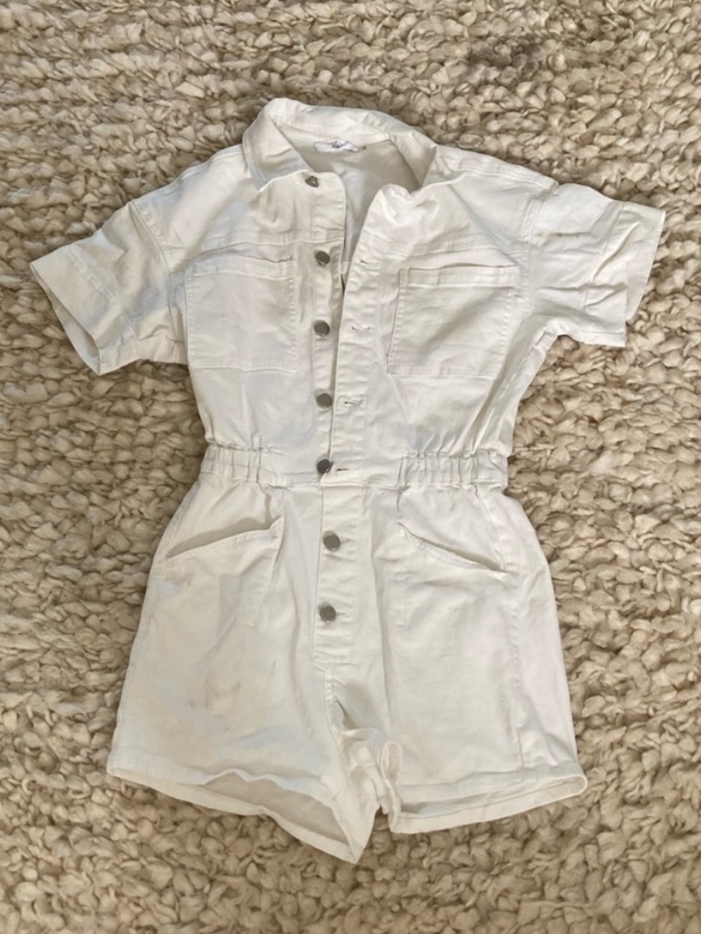 Talula White Short-Sleeve Button Romper